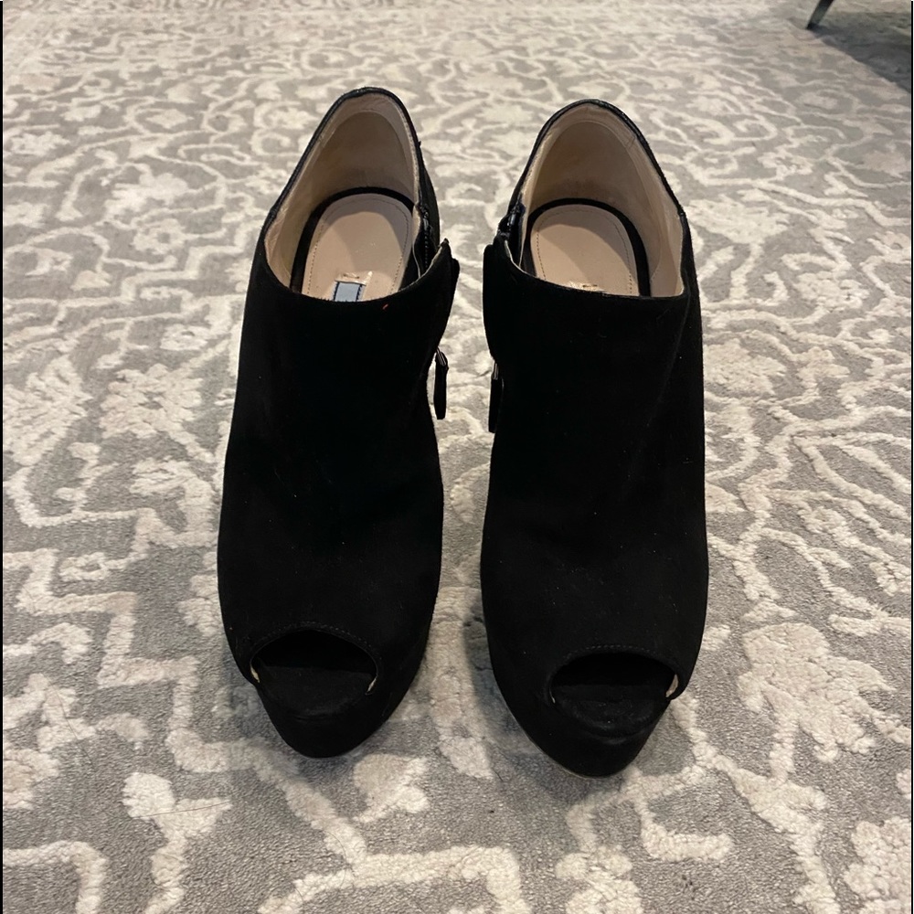 Prada Black Suede Platform Booties With Peep Toe 6 - image 7